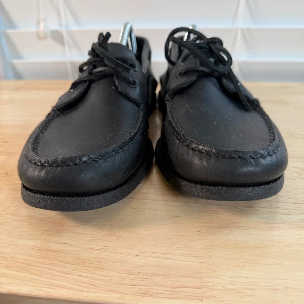 Sperry Authentic Original Boat Shoes Men's Black Leather Lace-Up Casual - 12M